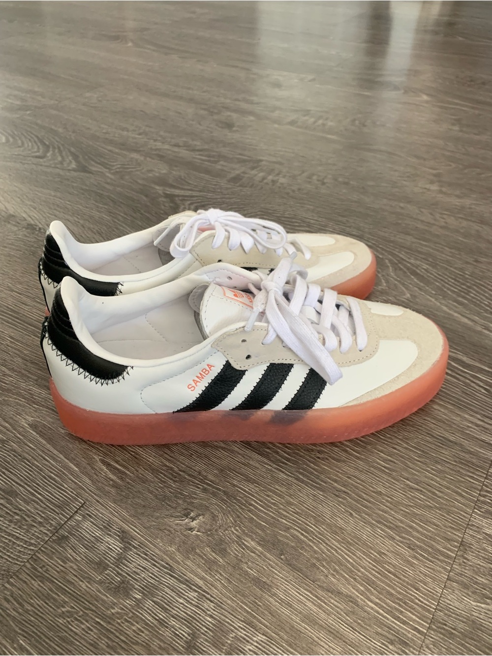 adidas Samba Sneakers in White, Black & Gum - Picture 4 of 8